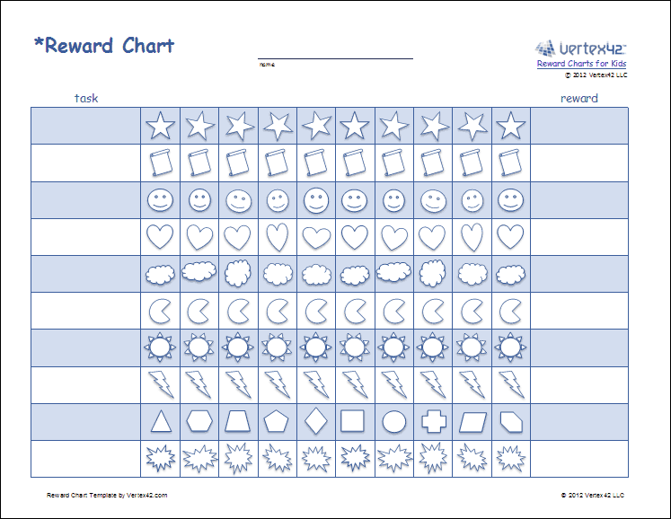 Printable Reward Charts for Kids - Reward Chart Template