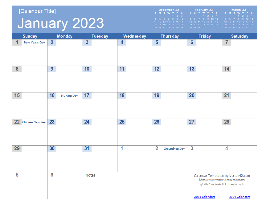 2023 calendar quarterly printable 2023 Calendar Templates and Images