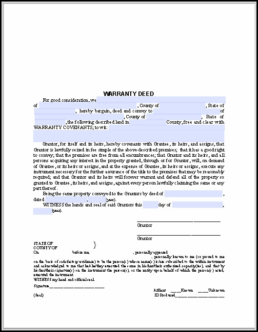 Warranty Deed Form Pdf