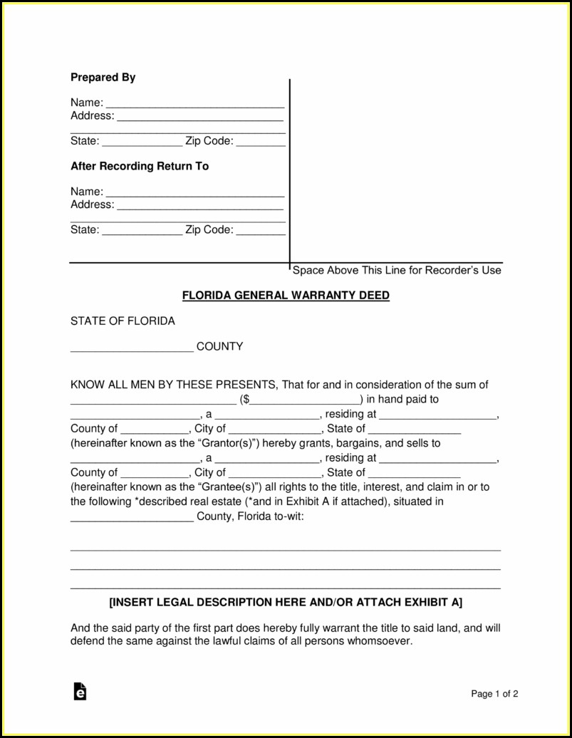 Florida Warranty Deed Form