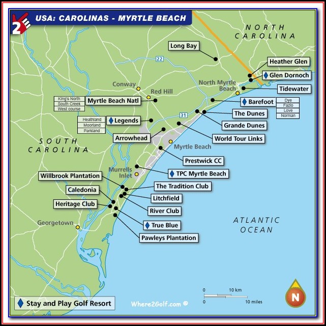 Map Of Hotels Near Myrtle Beach Boardwalk