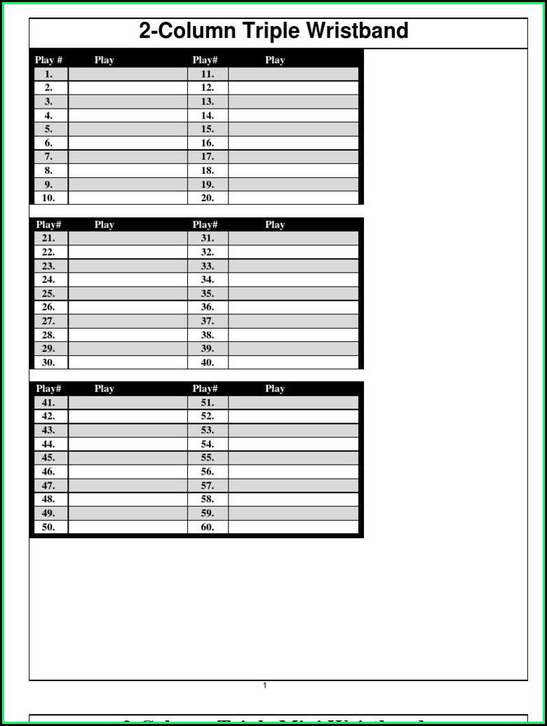 Football Wristband Template Excel