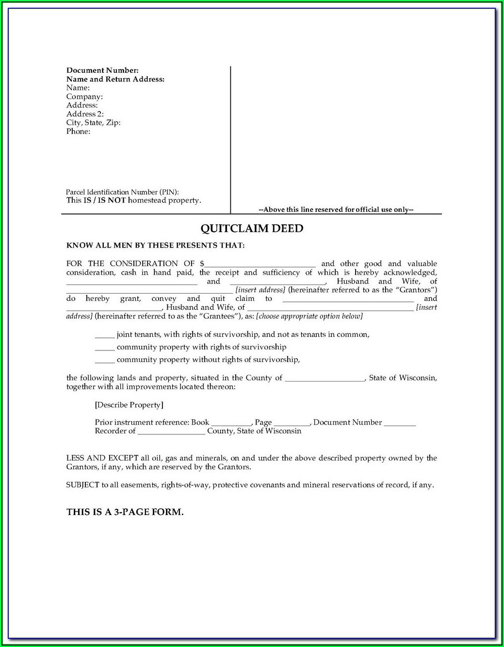 Free Blank Quit Claim Deed Form Georgia