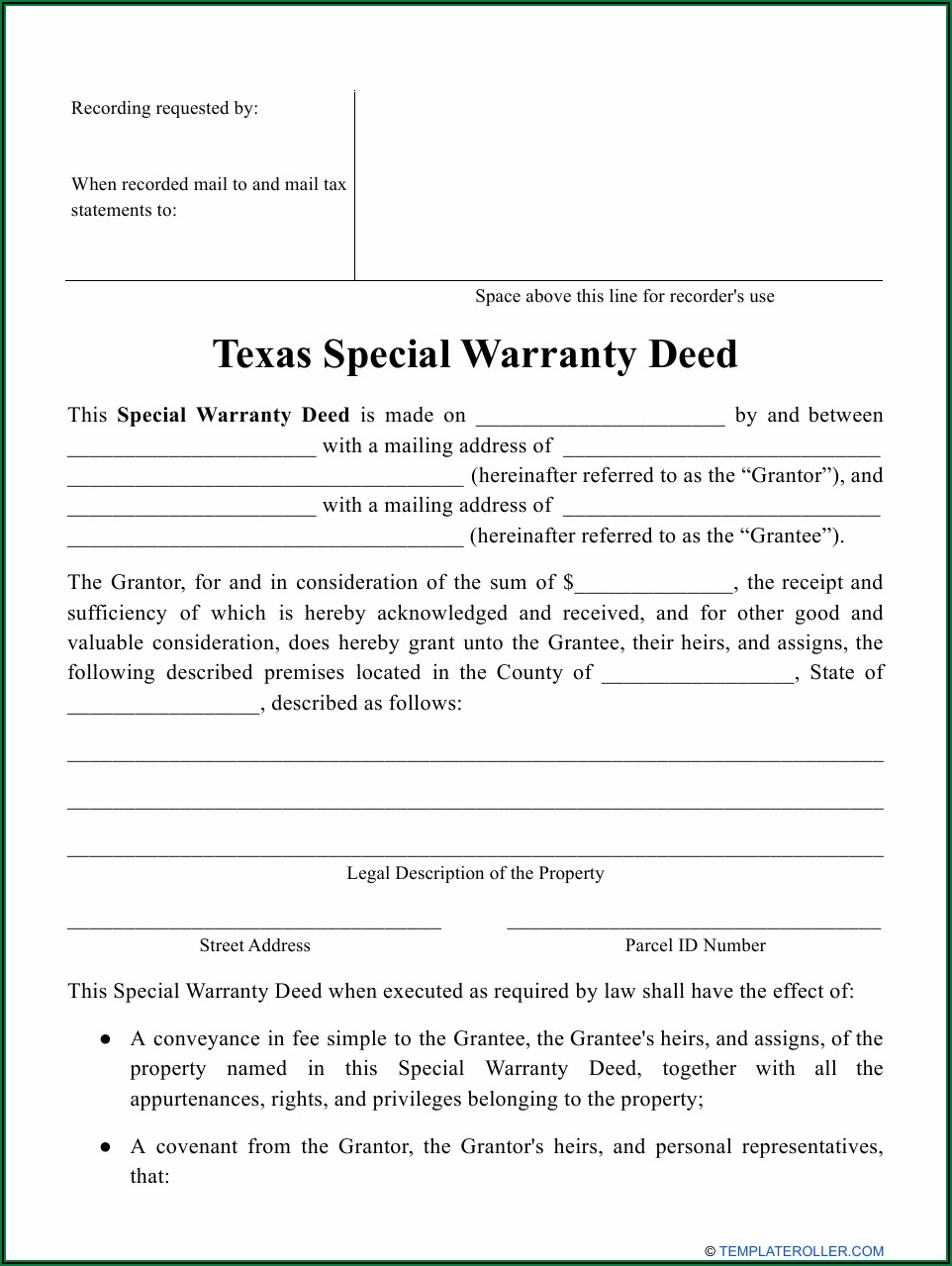 Blank Warranty Deed Form Arkansas