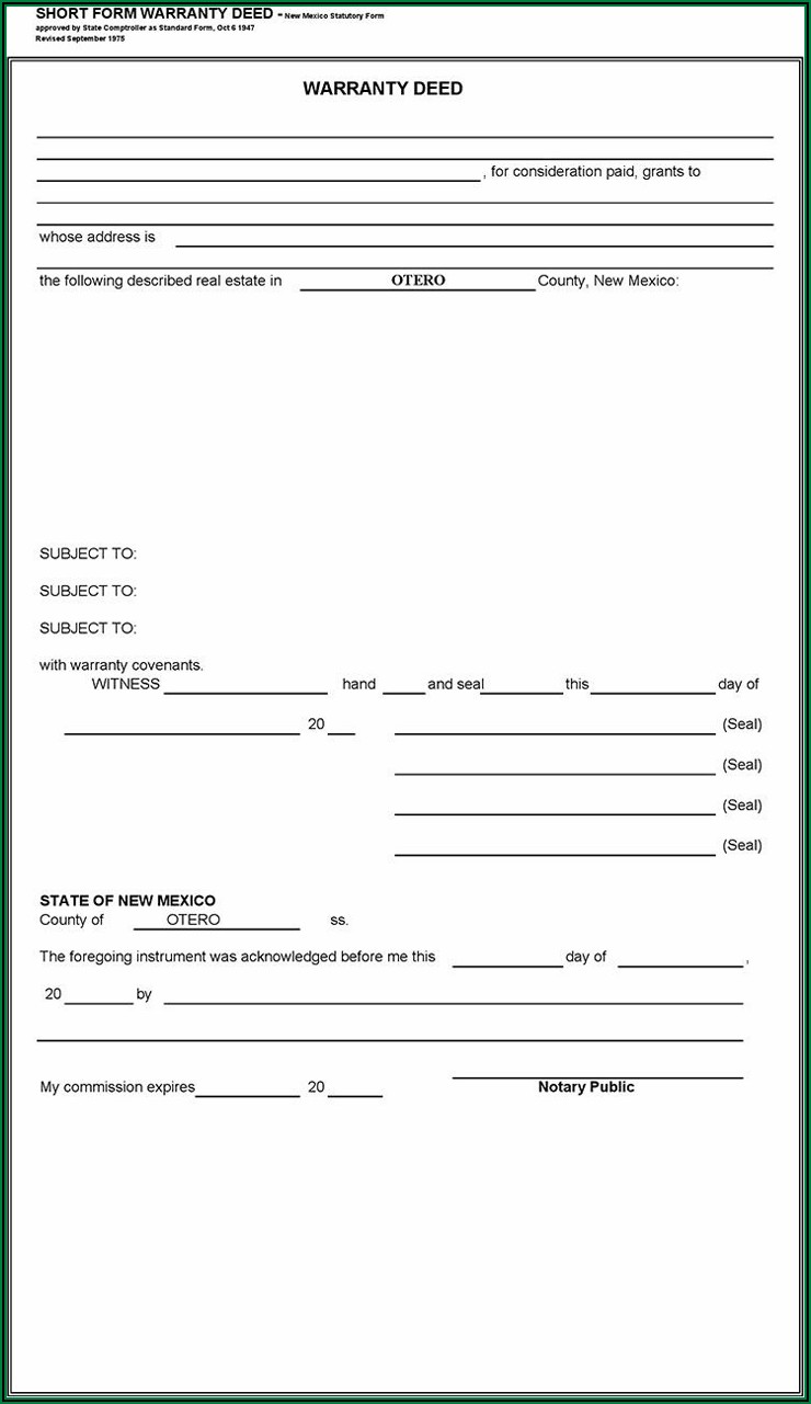 Blank Warranty Deed Form New Mexico