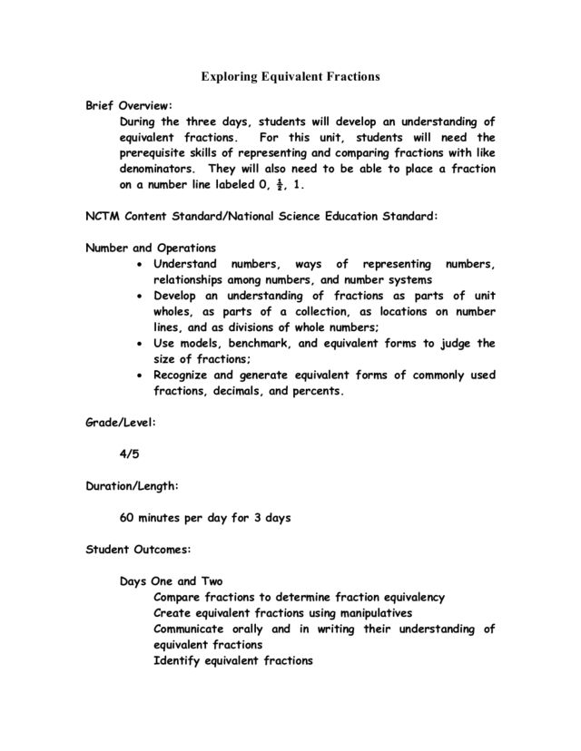 Exploring Equivalent Fractions Lesson Plan for 3rd - 5th Grade | Lesson