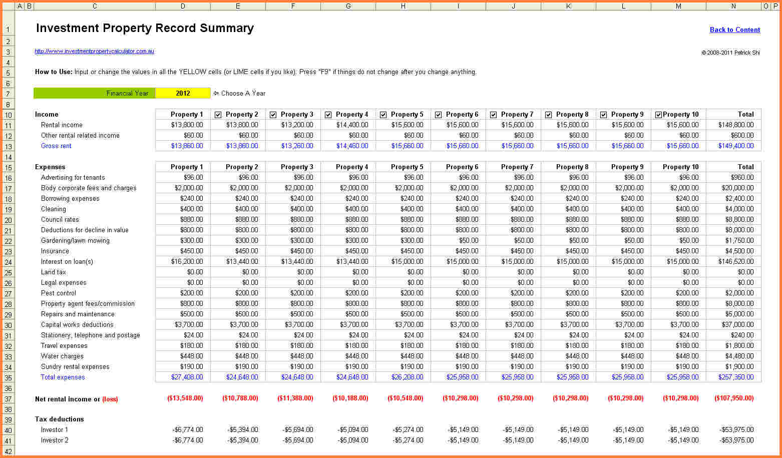 Vacation Rental Spreadsheet Free for Rental Property Expensessheet Nz