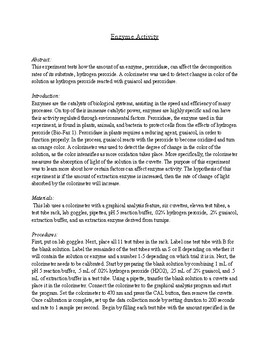 Biology Enzyme Activity Lab Report Example by Neeley Bowden | TpT