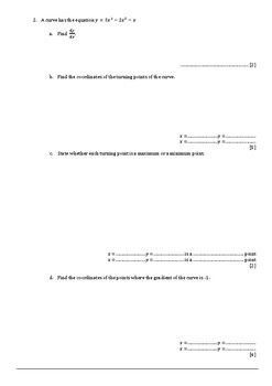 Differentiation worksheet+answers. GCSE/IGCSE prep. by Missturner's shop