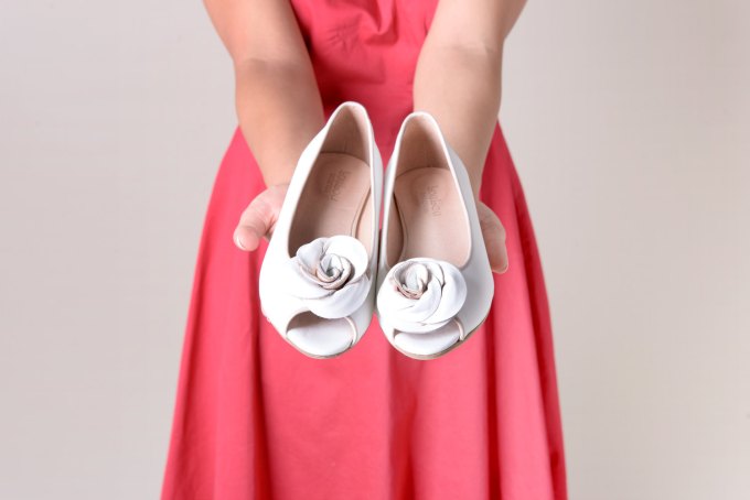 Bridal Flats with Rose Detail by Lou Lou Ballerina | 21 Wedding Flats That Will Look Beautiful for the Bride - http://emmalinebride.com/bride/wedding-flats-bride/