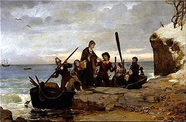 Pilgrims and Mayflower passengers land in Cape Cod