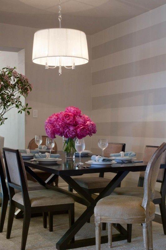 Dining room accent wall 9 in grey and white stripes Founterior