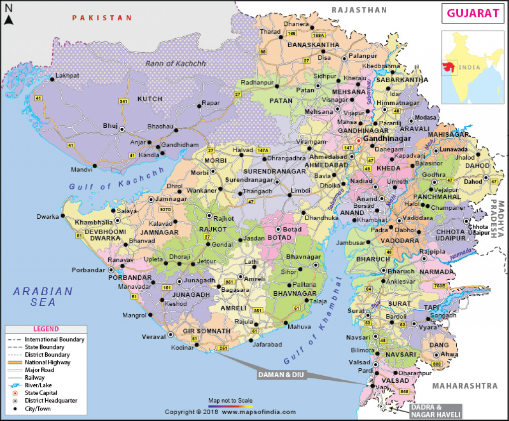 Map Of Gujarat State District Wise Printable Map