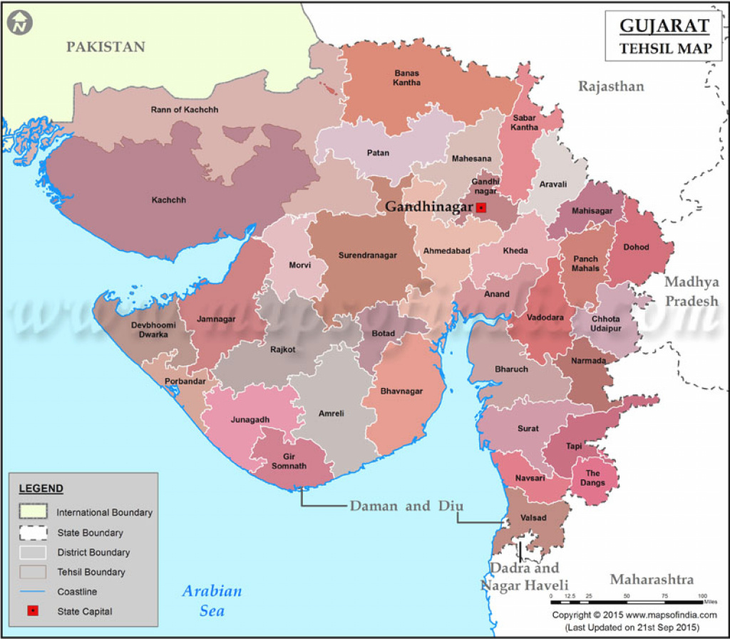 Map Of Gujarat State District Wise Printable Map