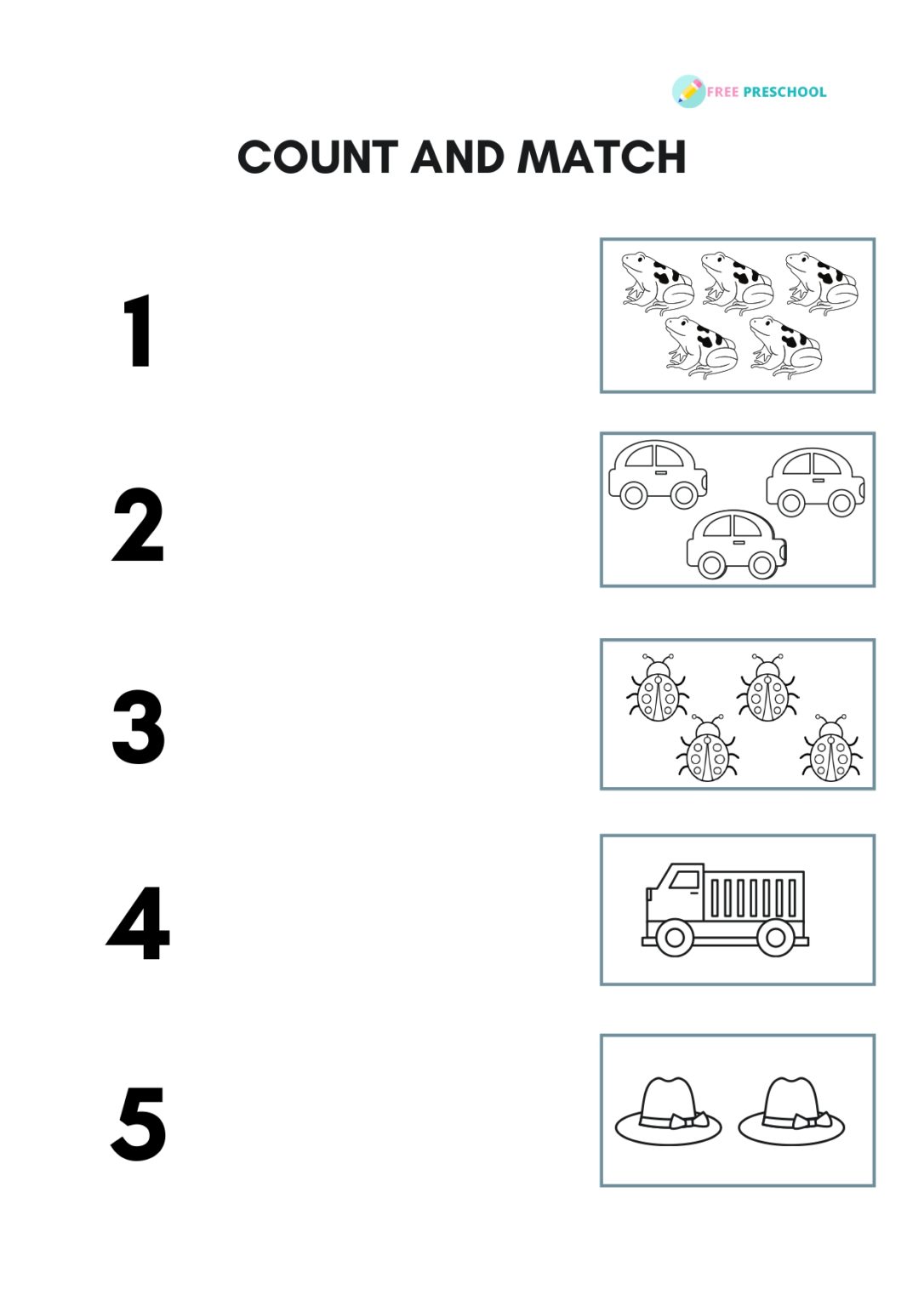 Number Count and Match Worksheets for Preschool Free Preschool