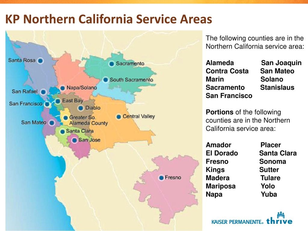 Kaiser Permanente Northern California Service Area Map Free Printable