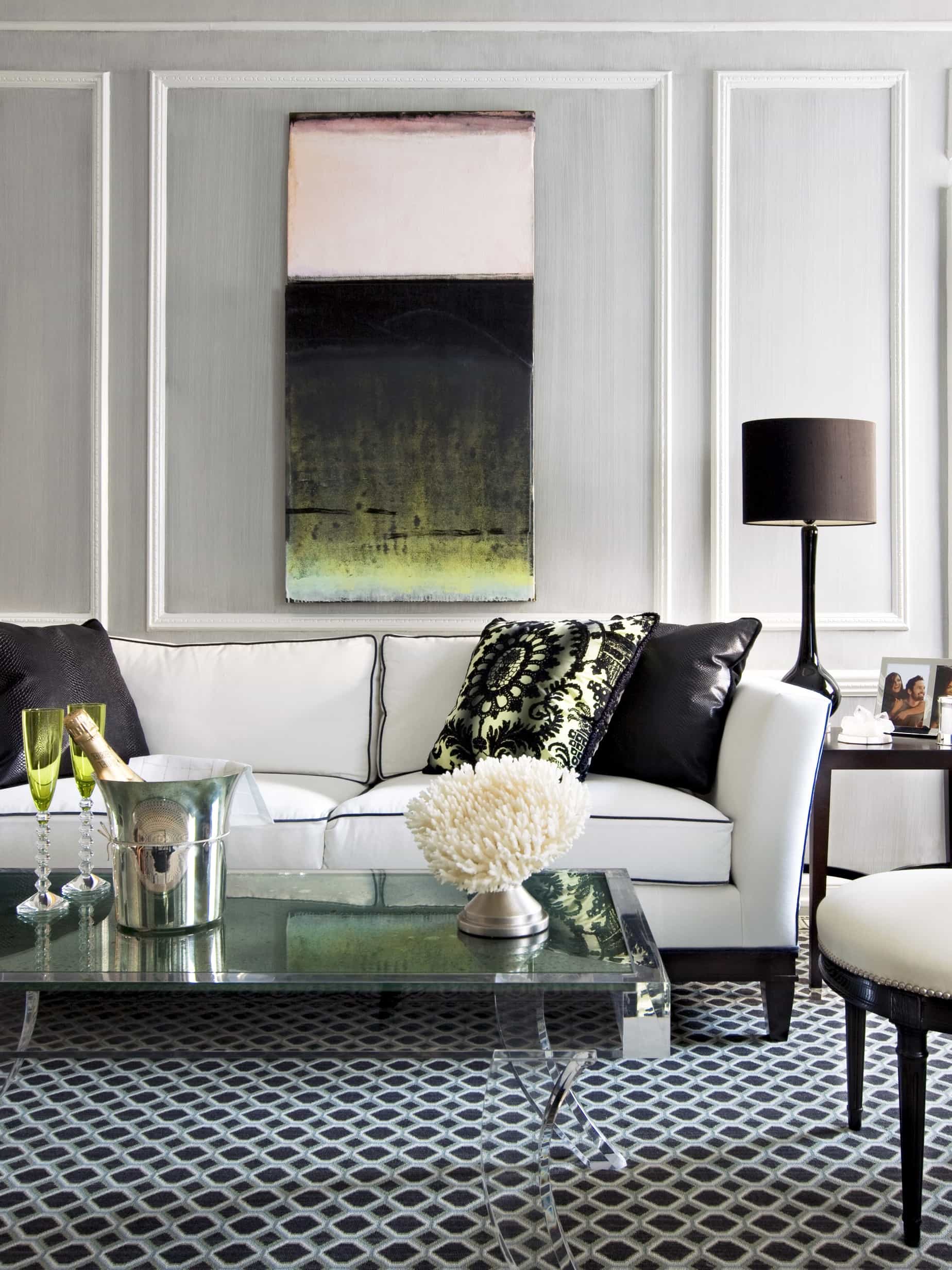 Sophisticated Black And White Living Room Mixes Hollywood Glam 47965