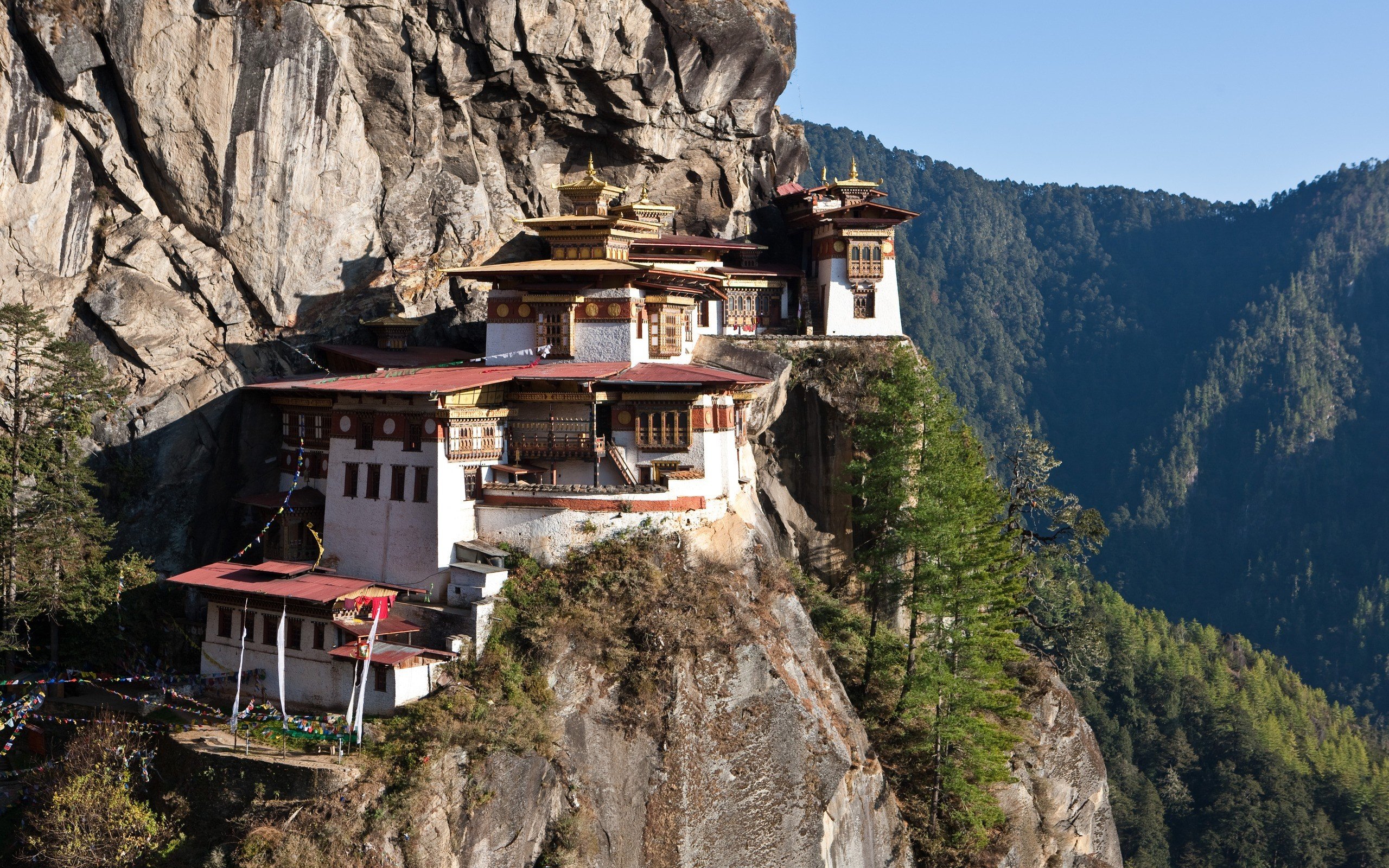 mountain, Bhutan, Cliff, House, Himalayas HD Wallpapers / Desktop and