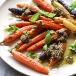 Roasted Carrots with Pesto! Sometimes, you don't need to do anything fancy to have a delicious meal. See my post for my best tips!