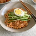 Bibim Guksu! One of my favorite Korean food dishes to enjoy in the summer! Cold, flavorful, spicy, slightly sweet and tangy, so delicious!