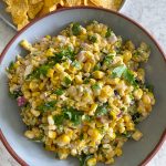 Mexican Street Corn Salad. Esquites inspired recipe! Grilled corn, everything but the elote seasoning, cilantro, jalapeño peppers and more!