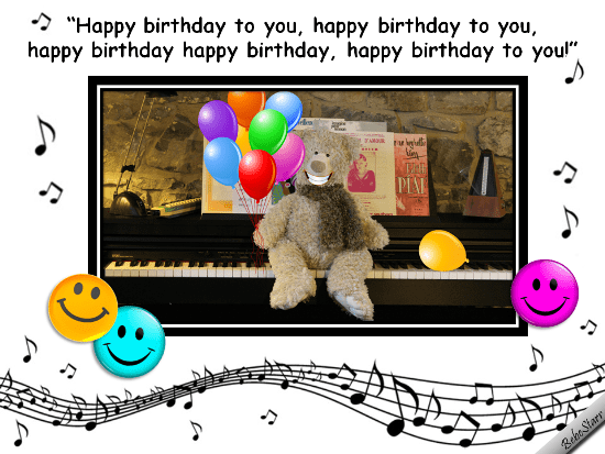 Singing Birthday Bear. Free Smile eCards, Greeting Cards 123 Greetings