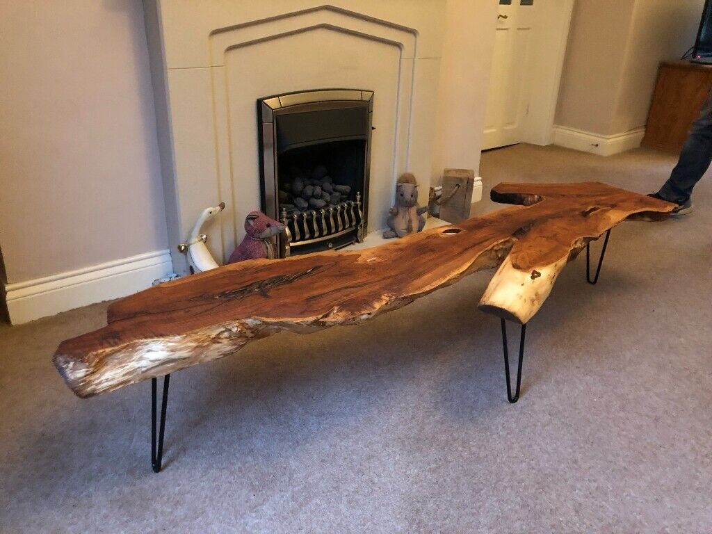 WOODEN COFFEE TABLE YEW WOOD COFFEE TABLE UNIQUE RUSTIC COFFEE TABLE in Rowlands Gill, Tyne