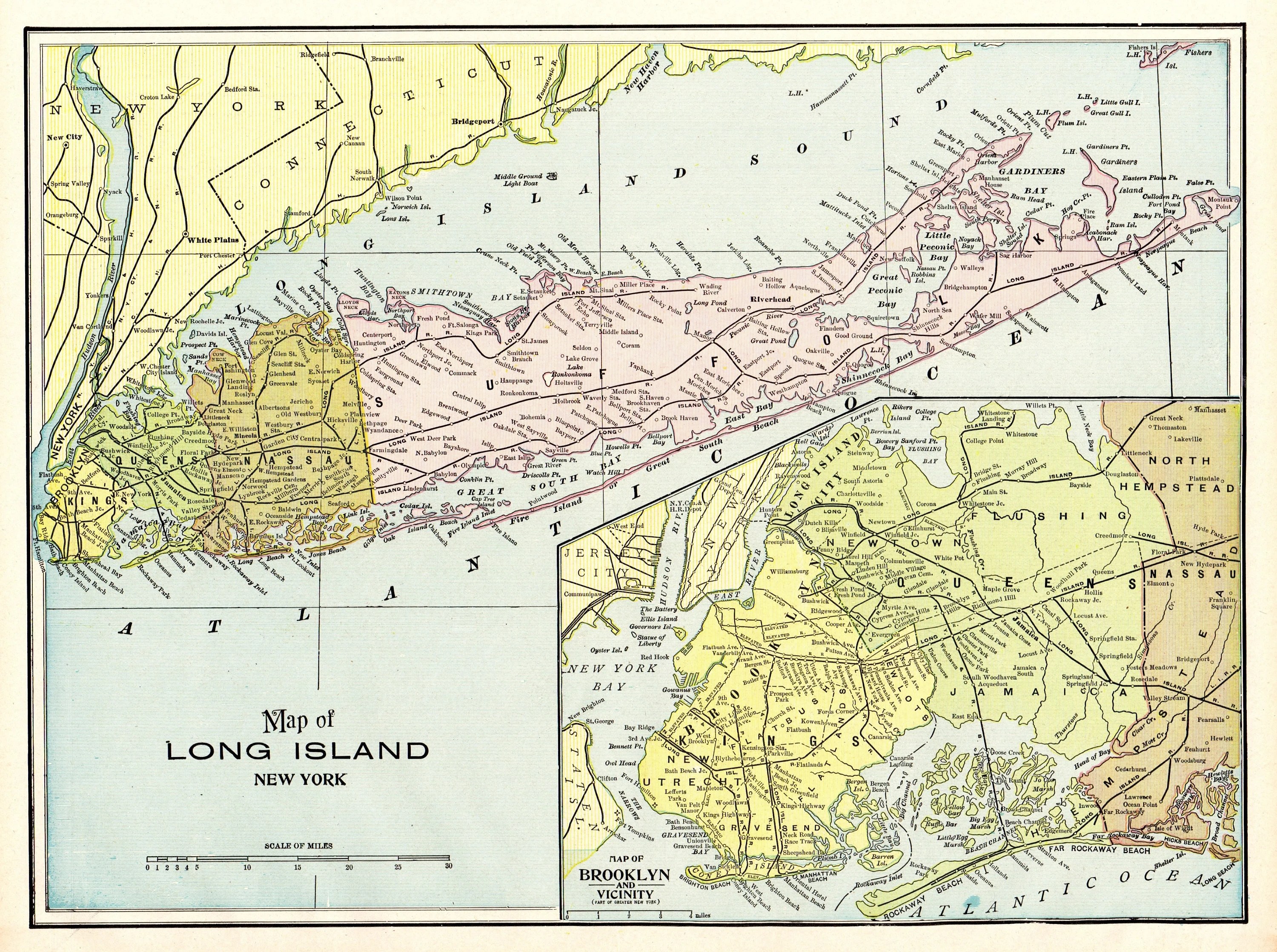 1901 LONG ISLAND Map Reproduction Print of Antique Long Island Etsy