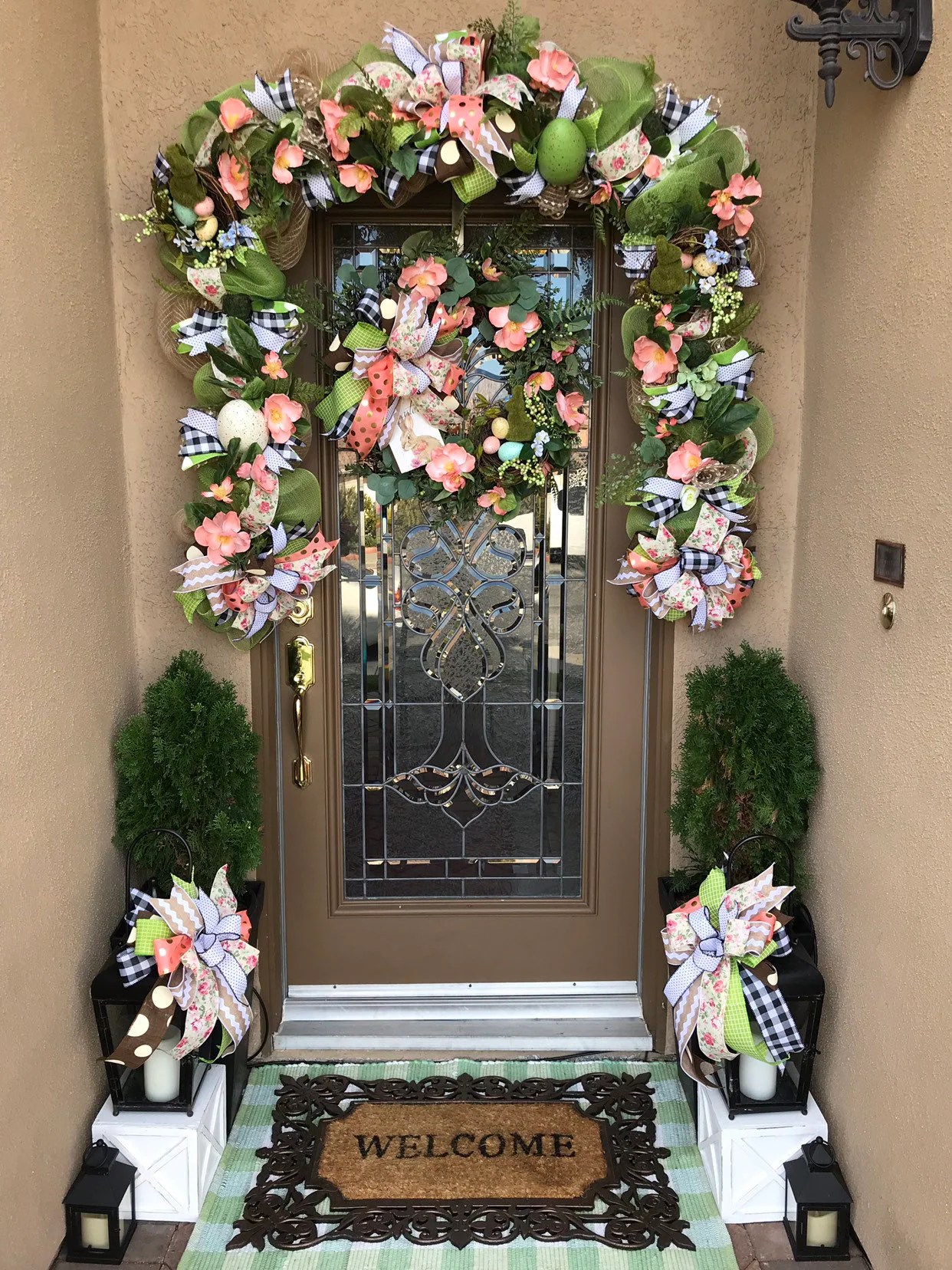 Farmhouse Easter Wreath and Garland Set, Easter Front Door Decor