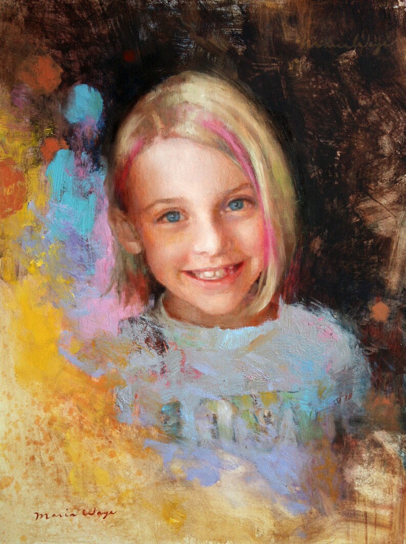 Custom portrait oil painting 12 x 16 inches children child