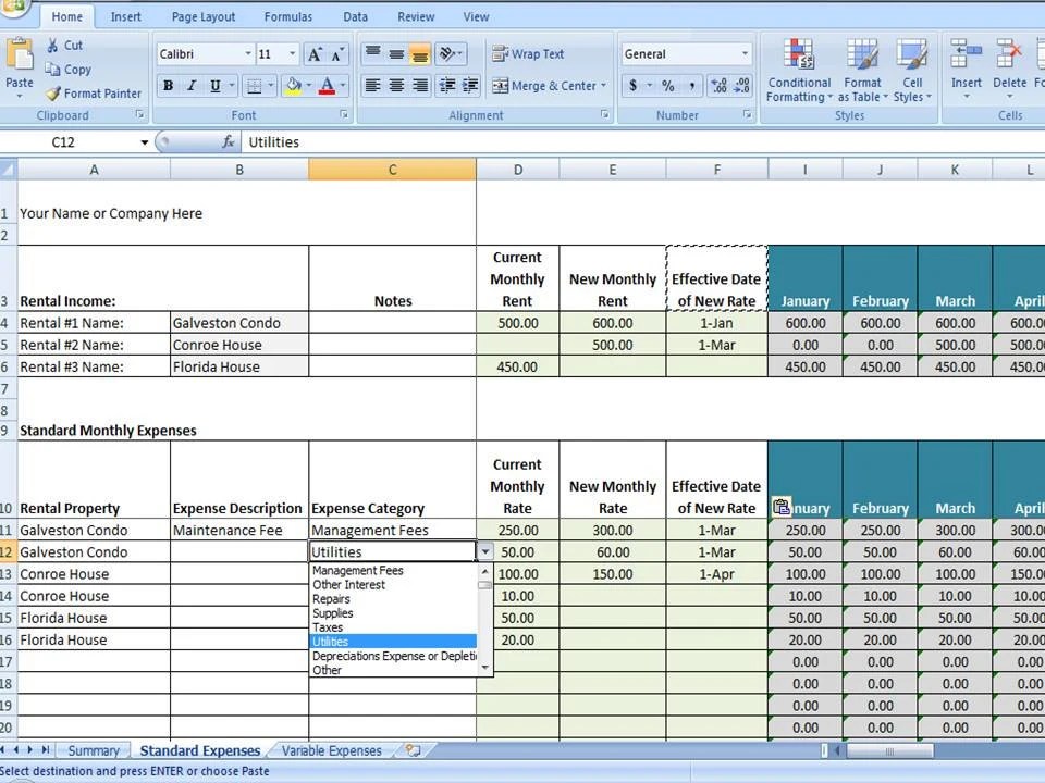 Vacation Rental Income and Expense Tracking Template, Short Term