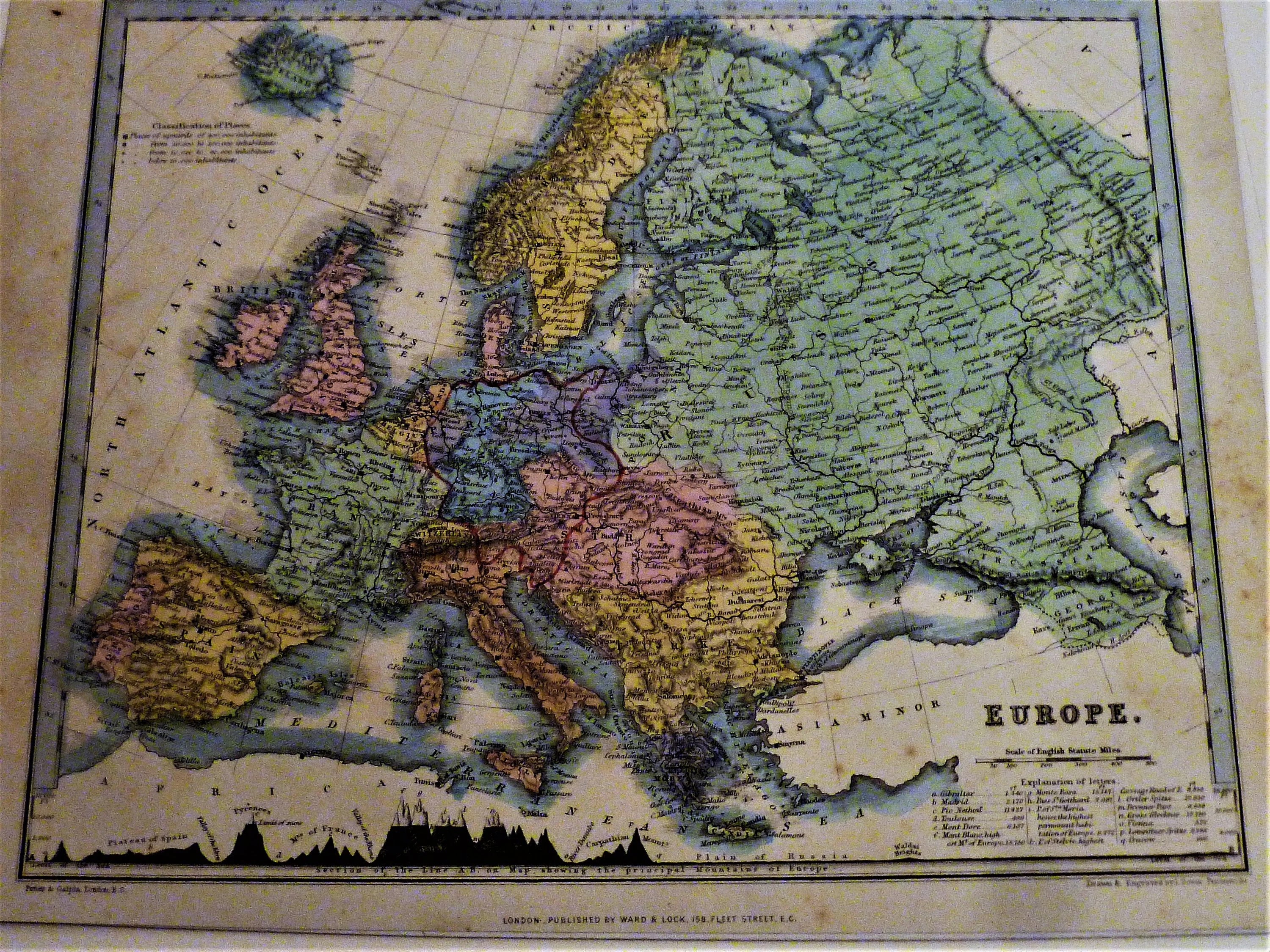 Antique Hand Colored map of Europe circa 1860 Drawn and Etsy