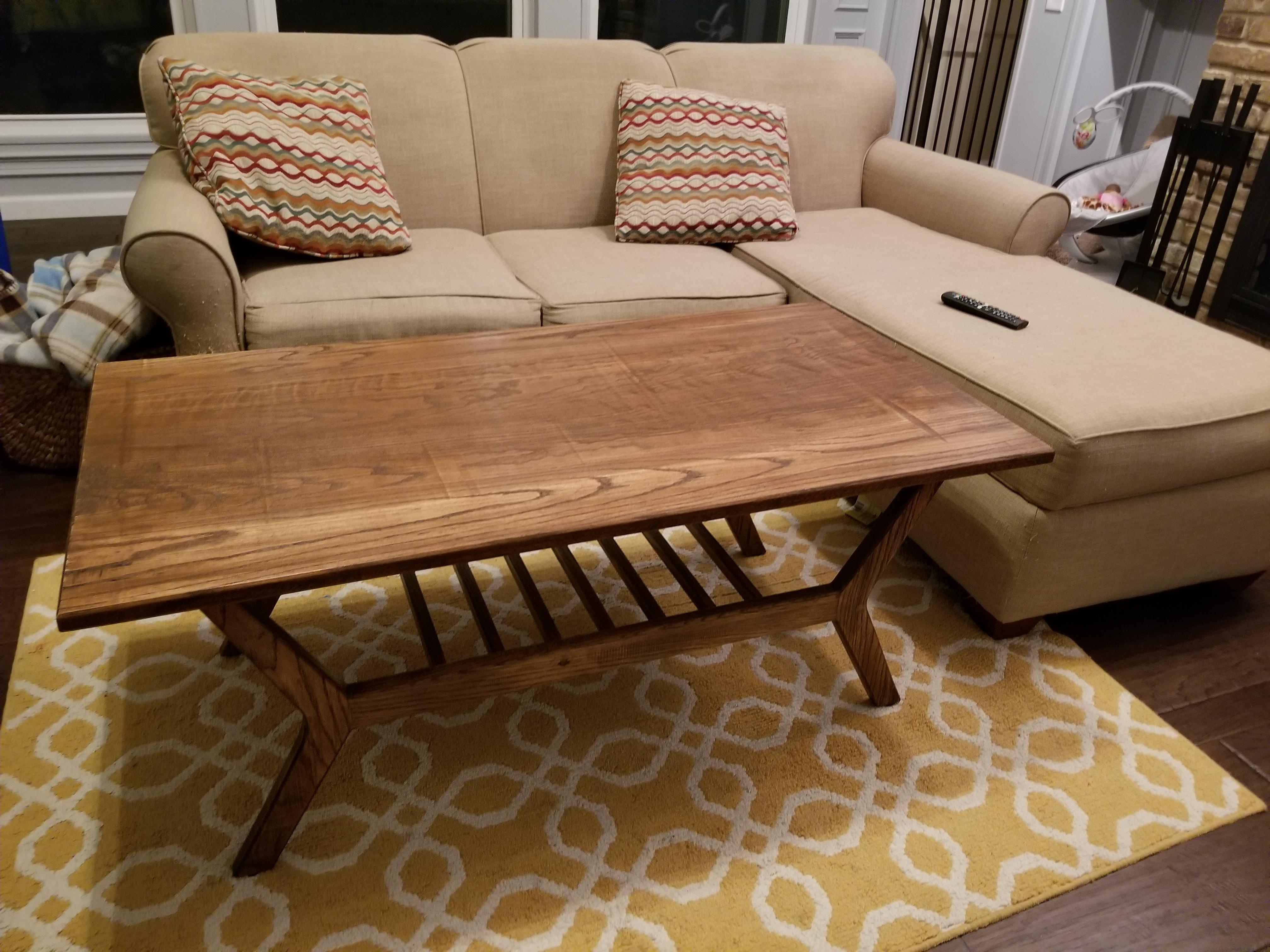 Red oak mid century modern coffee table. woodworking