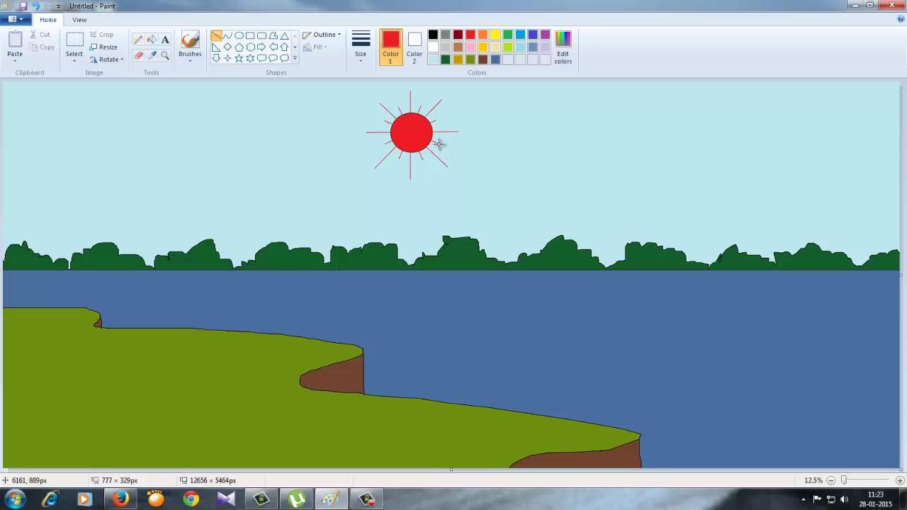 How to Draw a easy scenery in Ms Paint for Kids YouTube