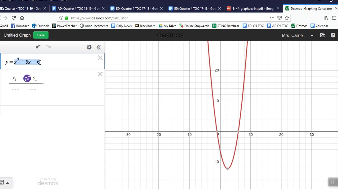 Using Desmos To Generate A Table You