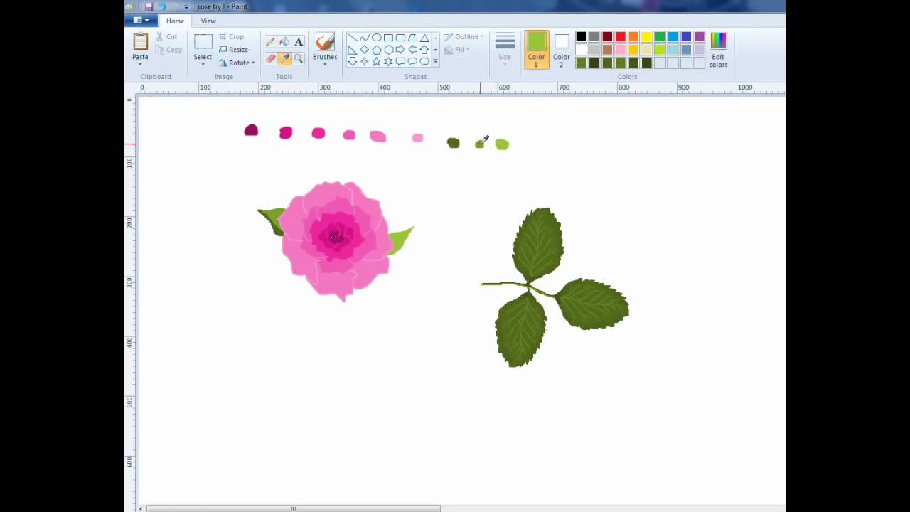 EASY ROSE DRAWING MS PAINT YouTube