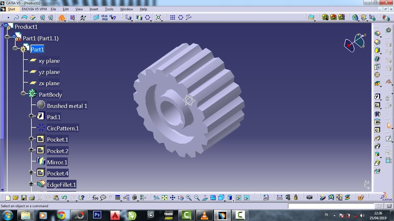 Cara membuat Roda Gigi lurus 3dimensi di CATIA YouTube