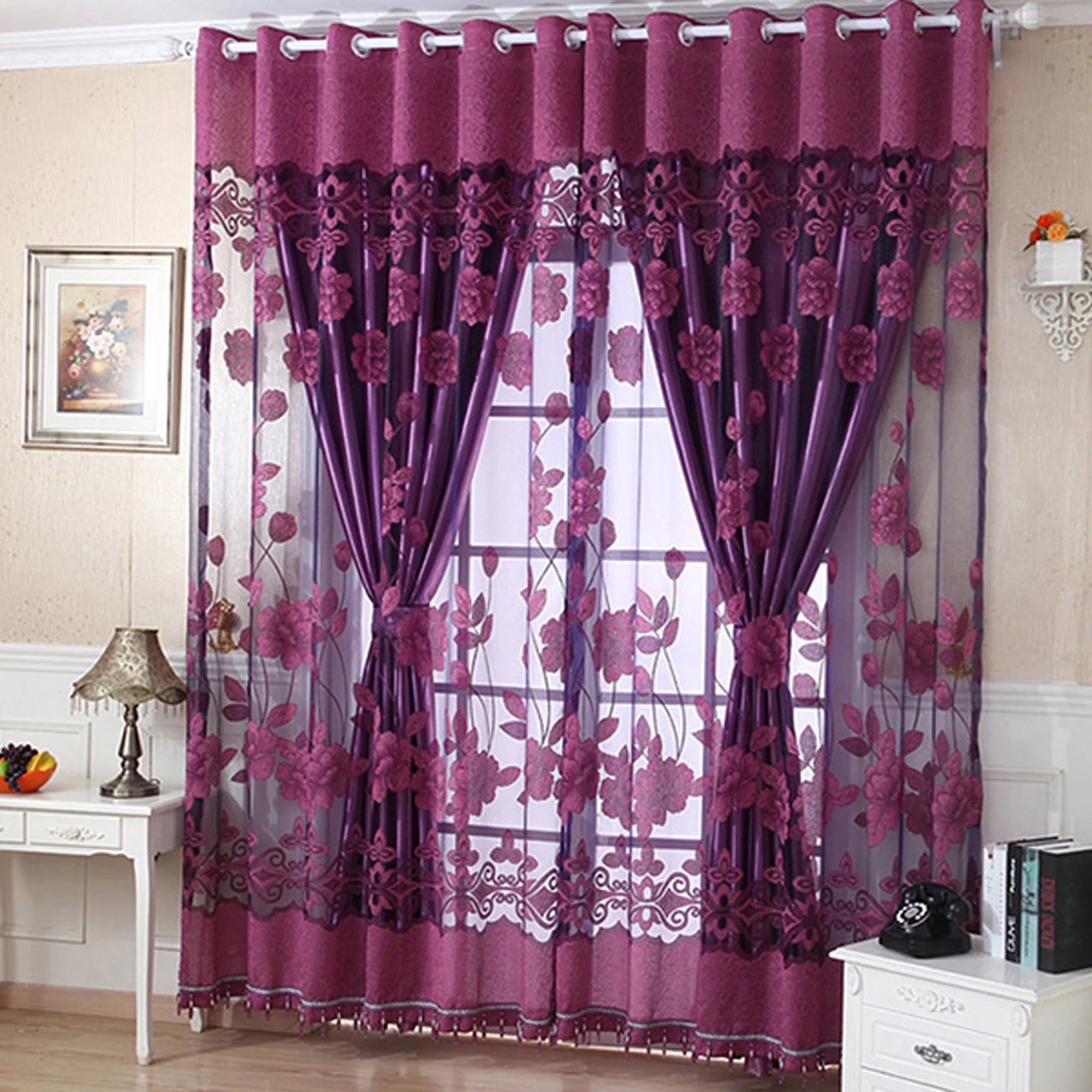 DODOING Stylish Living Elegant Abstract Curtains Printed, Sheer Curtain