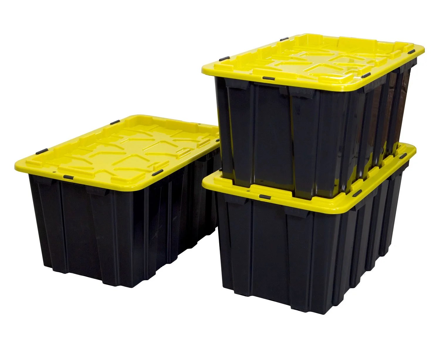 Mountit! 15.8 Gallon HeavyDuty Plastic and Resin Storage Bins, Black, 3 Count