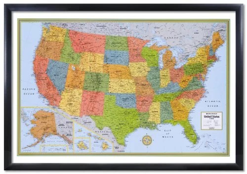 32x50 Rand McNally United States USA Wall Map Framed Edition Walmart