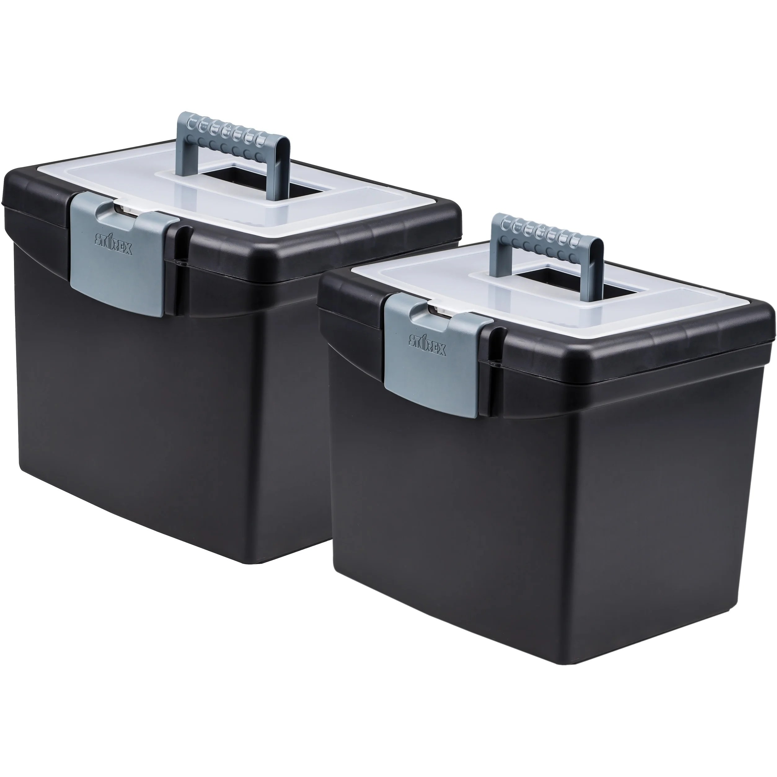 Storex File Storage Box, with XL Storage Lid, Black, 2Pack