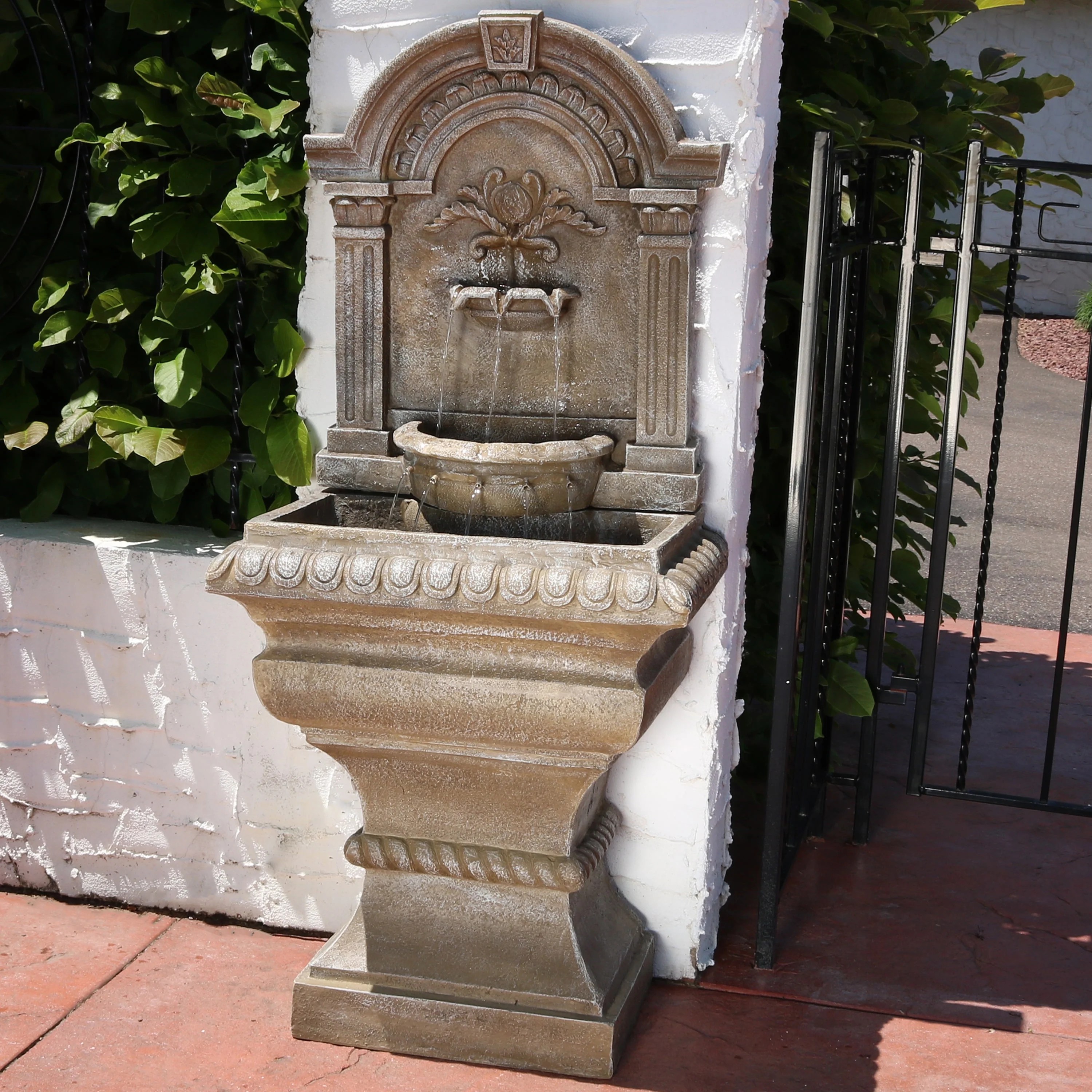 Sunnydaze Ornate Lavello Standing Wall Fountain Outdoor Water