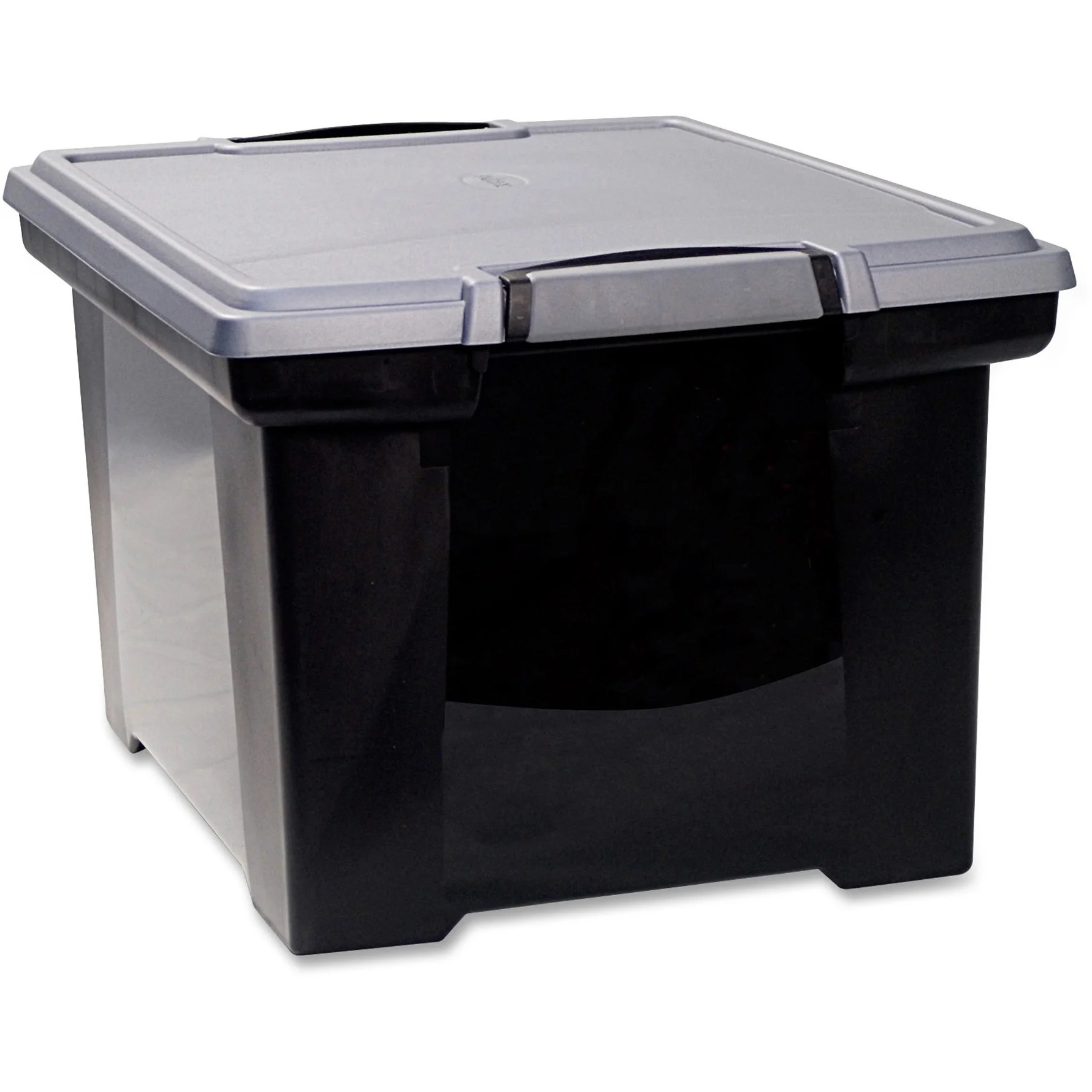 Storex, STX61543U01C, Tote Black Storage Box with Lid, 1 / Carton, Black,Gray