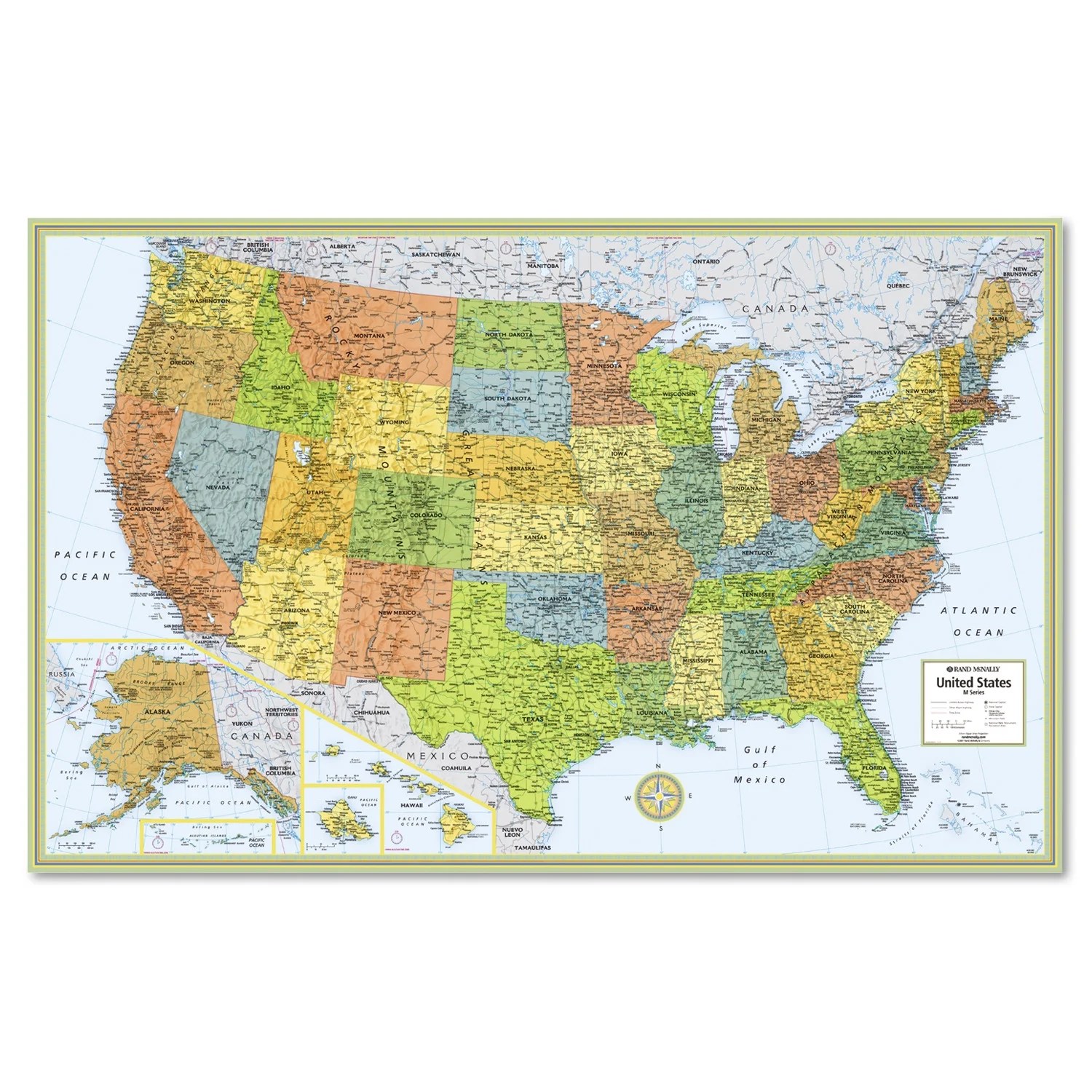 Rand McNally MSeries FullColor Laminated United States Wall Map, 50 x