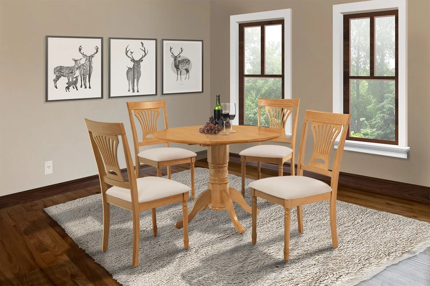 Burlington 5 Piece Small Kitchen Table SetKitchen Table And 4 Dining ChairsFinishOak,Shape