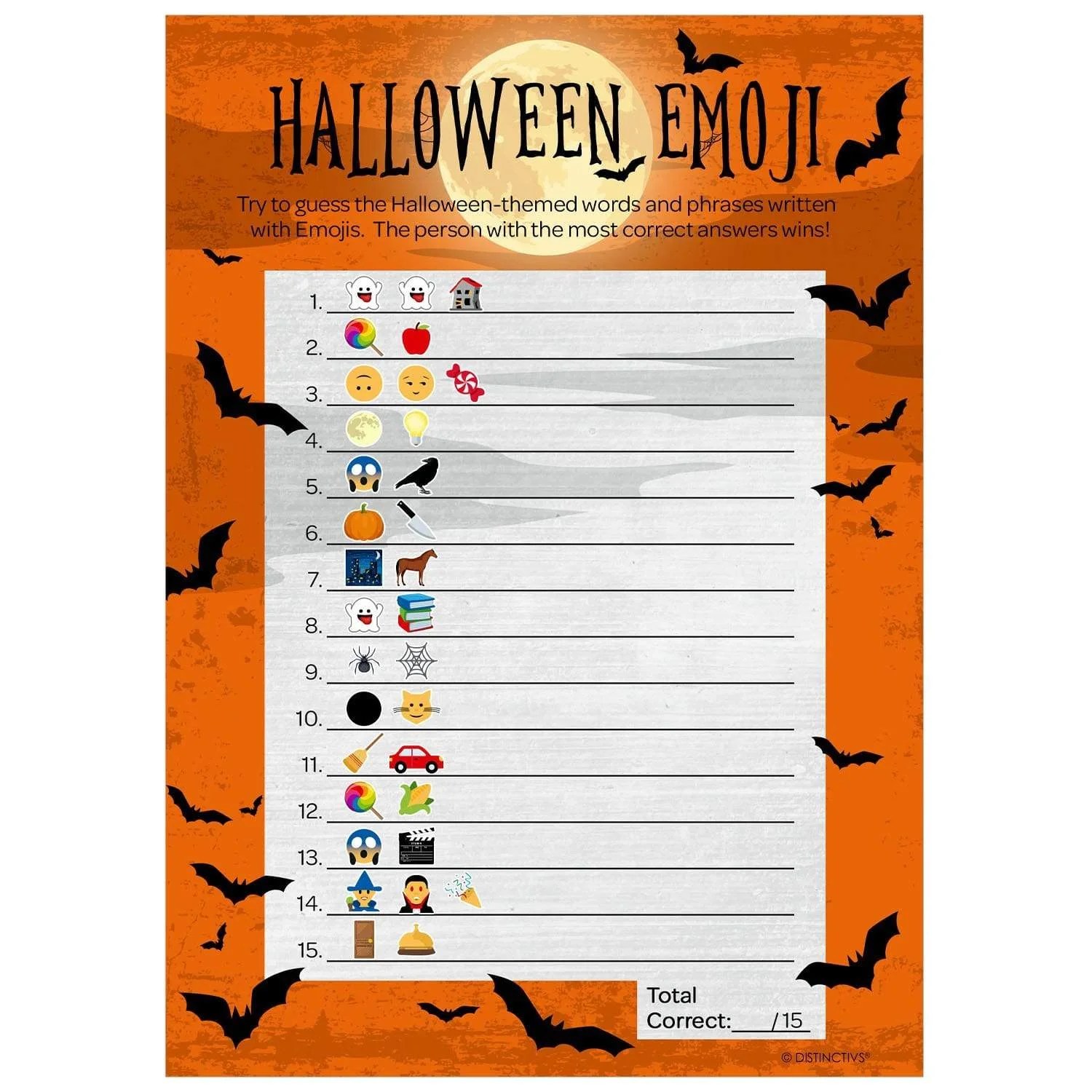 Halloween Emoji Party Game Guess the Halloween Item from Pictures