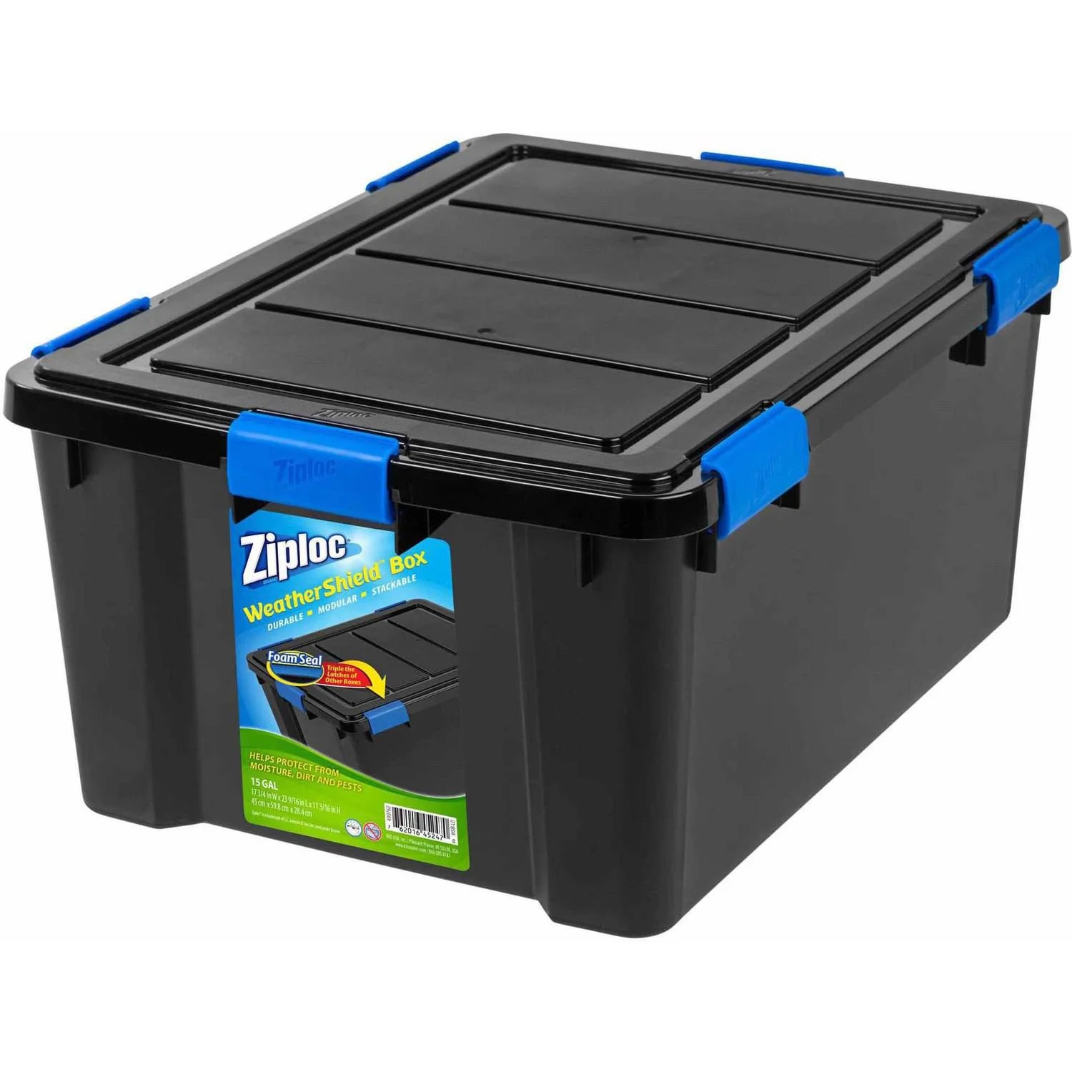 Ziploc 60 Qt. Weathershield HeavyDuty Plastic Storage Box,1 count, Black