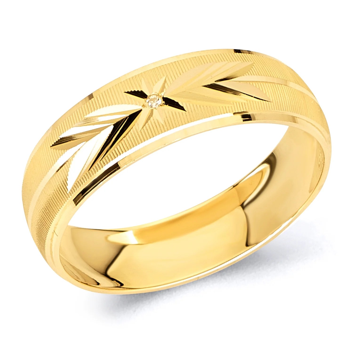 Wellingsale Wellingsale Mens Solid 14k Yellow Gold Polished Diamond