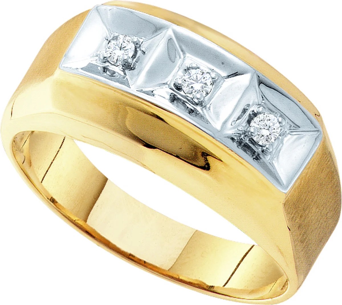 Mia's Collection 10kt Yellow Gold Mens Round Diamond 3stone Twotone