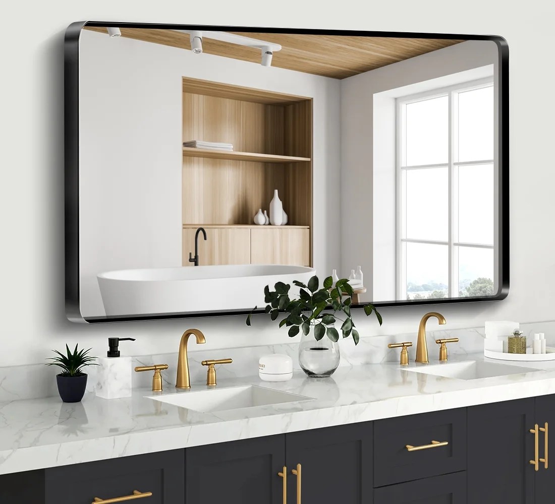 60 Inch Black Matte Bathroom Mirror